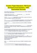 Frontier Flight Attendant, FAR Exam Questions And Answers | 100% Guaranteed Success
