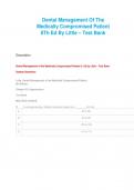 DENTAL MANAGEMENT OF THE MEDICALLY  COMPROMISED PATIENTS 8TH EDITION BY LITTLE. EXAM  GUIDE 2024|VERIFIED EXAM  TEST FULLY SOLVED GUARANTEED SUCCES