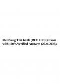 Med Surg Test bank (RED HESI) Exam with 100%Verified Answers (2024/2025).