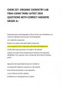 CHEM 237- ORGANIC CHEMISTRY LAB FINAL EXAM TAMU LATEST 2024 QUESTIONS WITH CORRECT ANSWERS GRADE A+