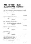 CSIS 212 WEEK 6 QUIZ - QUESTION AND ANSWERS