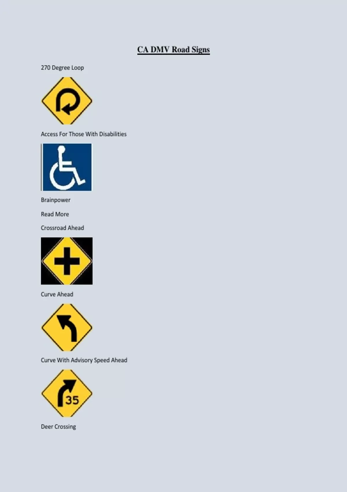 Ca R35 Sign CA DMV Road Signs - CA DMV Road Signs - Stuvia US