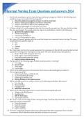 Maternal Nursing Exam Questions and answers 2024