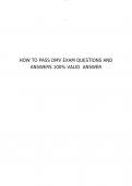 DMV EXAM QUESTIONS AND ANSWERS 100% VALID ANSWER.