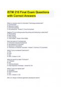 ISTM 210 Final Exam Questions with Correct Answers