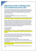 Clinical Nurse Leader Certification Exam &lpar;CNL&rpar; Questions and Answers 2024&period;