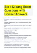Bio 182 bang Exam  Questions with  Correct Answers