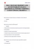 MSLC MILITARY PROPERTY AND  ACCOUNTABILITY EXAM 2 |  QUESTIONS & ANSWERS (VERIFIED) |  LATEST UPDATE | GRADED A+