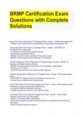 BRMP Certification Exam Questions with Complete  Solutions
