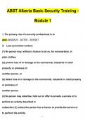 ABST Alberta Basic Security Training  Module 1 Exam Questions and Answers &lpar;2024 &sol; 2025&rpar; &lpar;Verified Answers&rpar;