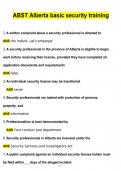ABST Alberta basic security training Exam Questions and Answers &lpar;2024 &sol; 2025&rpar; &lpar;Verified Answers&rpar;