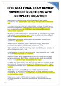 ISYE 6414 FINAL EXAM REVIEW  NOVEMBER QUESTIONS WITH COMPLETE SOLUTION