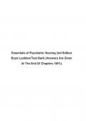 Essentials of Psychiatric Nursing 2nd Edition Boyd Luebbert Test Bank (Answers Are Given At The End Of Chapters 100%)