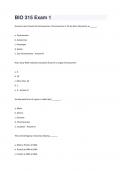 BIO 315 Exam 1 Questions and Answers