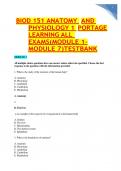 BIOD 151 ANATOMY  AND PHYSIOLOGY 1  PORTAGE LEARNING ALL  EXAMS(MODULE 1- MODULE 7)TESTBANK