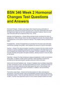 BSN 346 Week 2 Hormonal  Changes Test Questions  and Answers