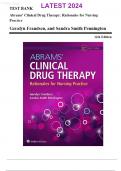 Test bank for Abrams’ Clinical Drug Therapy: Rationales for Nursing Practice, 12th Edition (Frandsen, 2021), Chapter 1-61 | All Chapters