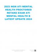 2023 NGN ATI MENTAL HEALTH PROCTORED RETAKE EXAM ATI MENTAL HEALTH B LATEST UPDATE 2024