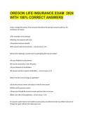 OREGON LIFE INSURANCE EXAM  2024 WITH 100&percnt; CORRECT ANSWERS
