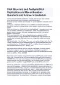 DNA Structure and Analysis&sol;DNA Replication and Recombination-Questions and Answers Graded A&plus;