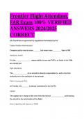 Frontier Flight Attendant&comma; FAR Exam 100&percnt; VERIFIED  ANSWERS 2024&sol;2025  CORRECT