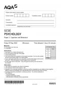 AQA GCSE PSYCHOLOGY QUESTION PAPER 1 2023 8182&sol;1 Cognition and Behaviour