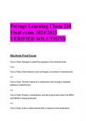 Portage Learning Chem 210  Final exam 2024/2025  VERIFIED SOLUTIONS