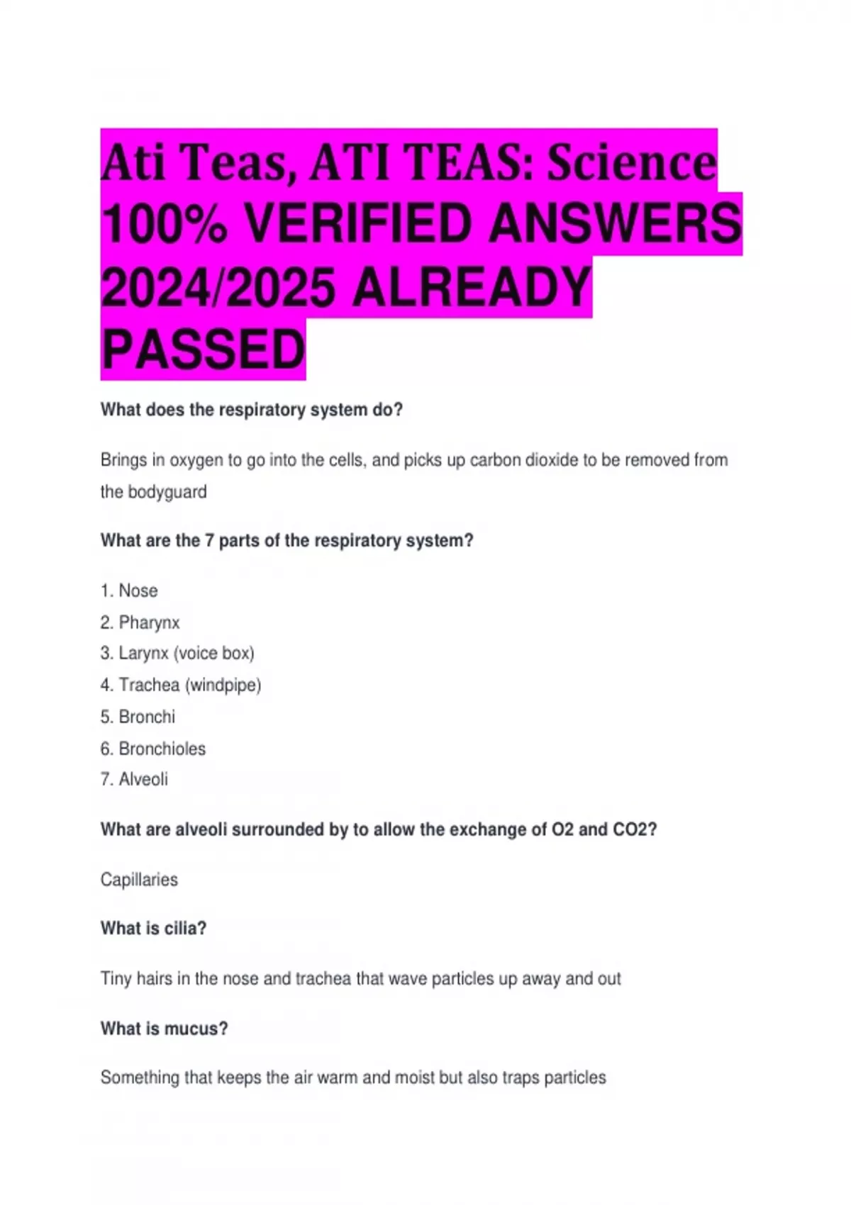 Ati Teas, ATI TEAS: Science 100% VERIFIED ANSWERS 2024/2025 ALREADY ...