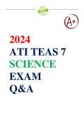 ATI TEAS 7 SCIENCE EXAM LATEST UPDATE 2023/2024 QUESTIONS & ANSWERS