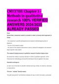 CMY3708: Chapter 3 - Methods in qualitative research 100% VERIFIED  ANSWERS 2024/2025  ALREADY PASSED