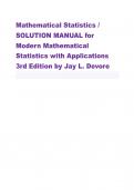 Mathematical Statistics / SOLUTION MANUAL for Modern Mathematical Statistics with Applications 3rd Edition by Jay L. Devor