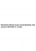 Maryland Asbestos Exam Actual Questions And Answers 2023/2024 A+ Grade.
