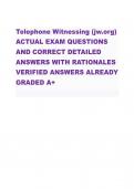 Telephone Witnessing (jw.org) ACTUAL EXAM QUESTIONS AND CORRECT DETAILED ANSWERS WITH RATIONALES VERIFIED ANSWERS ALREADY GRADED A+