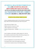 ATI MENTAL HEALTH PROCTORED EXAM  2019 AND ATI MENTAL HEALTH  PROCTORED RETAKE EXAM 2019 &lpar;2  ACTUAL EXAMS&rpar; EACH EXAM CONTAINS  ALL 70 QUESTIONS WITH 100&percnt; CORRECT  ANSWERS GRADED A&plus; &lpar;BRAND NEW 2024&rpar;