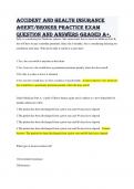 Accident and Health Insurance Agent/Broker Practice Exam question and answers Graded A+.