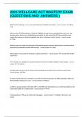 2024 WELLCARE ACT MASTERY EXAM &lpar;QUESTIONS AND  ANSWERS &rpar;