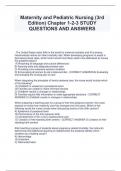 Maternity and Pediatric Nursing (3rd  Edition) Chapter 1-2-3 STUDY  QUESTIONS AND ANSWERS