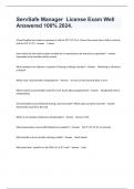 ServSafe Manager  License Exam Well Answered 100&percnt; 2024&period;