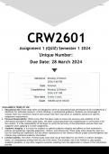 CRW2601 Assignment 1 (ANSWERS)  2023 - DISTINCTION GUARANTEED