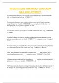 NEVADA STATE PHARMACY LAW EXAM  Q&A 100&percnt; CORRECT&period;