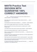 NAVTA Practice Test 2023/2024 WITH  GUARANTEE 100%  CORRECT ANSWERS