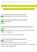ATI RN Maternal Newborn Final Exam Review Questions and Answers (2024 / 2025) (Verified Answers)