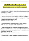 2024 NGN ATI RN Nutrition Final Exam Questions and Verified Answers / A+ GRADE