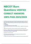 NBCOT Burn  Questions VERIFIED  CORRECT ANSWERS  100% PASS 2023/2024
