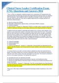 Clinical Nurse Leader Certification Exam &lpar;CNL&rpar; Questions and Answers 2024&period;