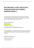  NUR 280 EXAM 1 LATEST 2024 ACTUAL EXAM QUESTIONS WITH CORRECT ANSWERS GRADE A+