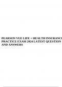 PEARSON VUE LIFE + HEALTH INSURANCE PRACTICE EXAM 2024 LATEST QUESTION AND ANSWERS.