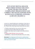NGN ATI RN MENTAL HEALTH  PROCTORED NEWEST 2024 TEST  BANK AND 2023 TEST BANK  COMPILATION 500 QUESTIONS AND  CORRECT DETAILED ANSWERS WITH  RATIONALES (VERIFIED ANSWERS)  |ALREADY GRADED A+