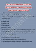 CNA MATH WRITTEN EXAM 200 QUESTIONS WITH VERIFIED 100% ACCURATE ANSWERS 2024