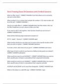 Excel Training Exam 58 Questions with Verified Answers&comma;100&percnt; CORRECT